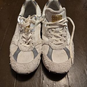 Golden Goose White and Gray Textured Sneakers